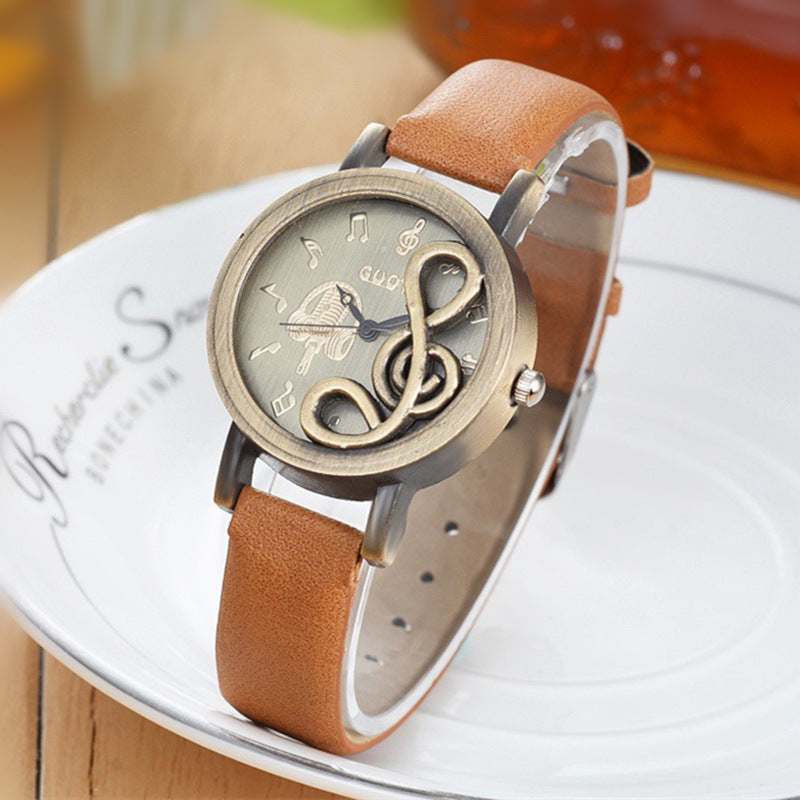 Fashion Retro Hollow Music Symbol Ladies Watch - Amazhona 