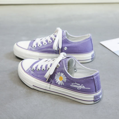 Low-cut Small Daisy All-match Canvas Shoes - Amazhona 