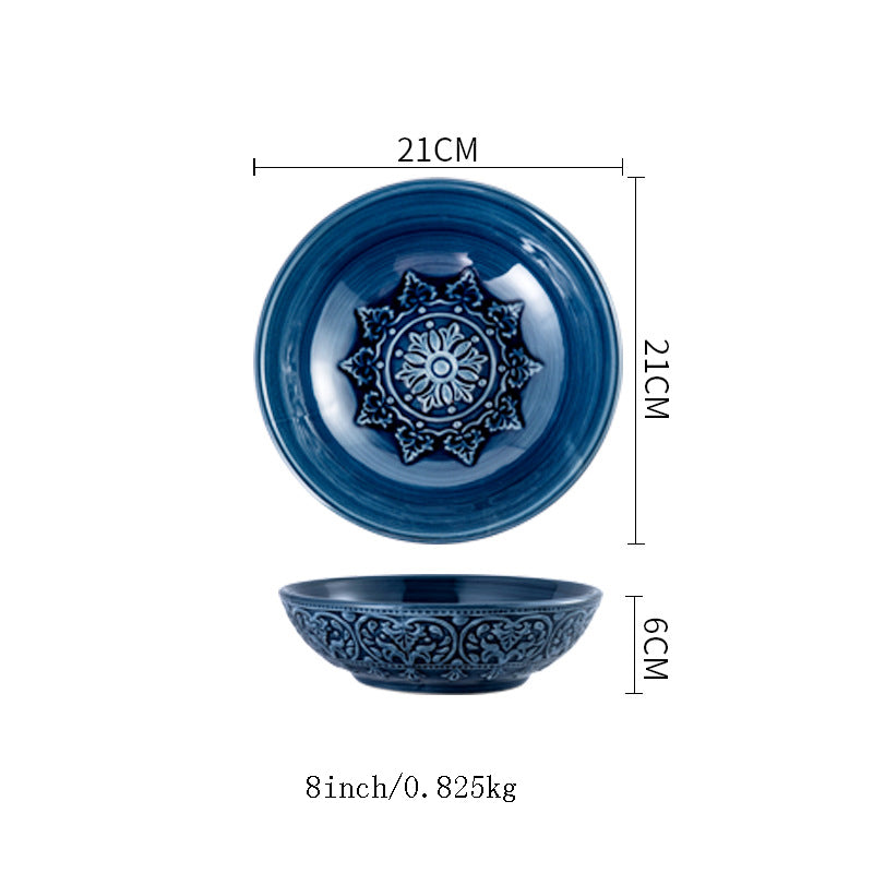 Baroque Dishware Household Bowl Nordic Style Ceramic Set Creative Personality Dishes Petal Ceramic Tableware - Amazhona 