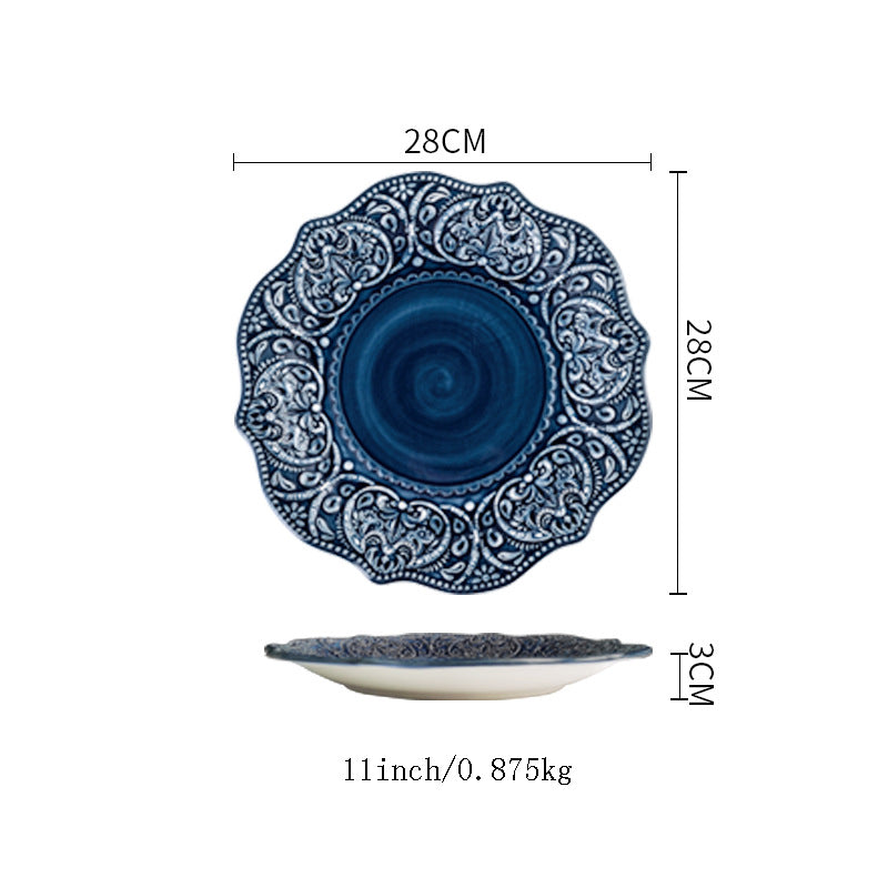 Baroque Dishware Household Bowl Nordic Style Ceramic Set Creative Personality Dishes Petal Ceramic Tableware - Amazhona 