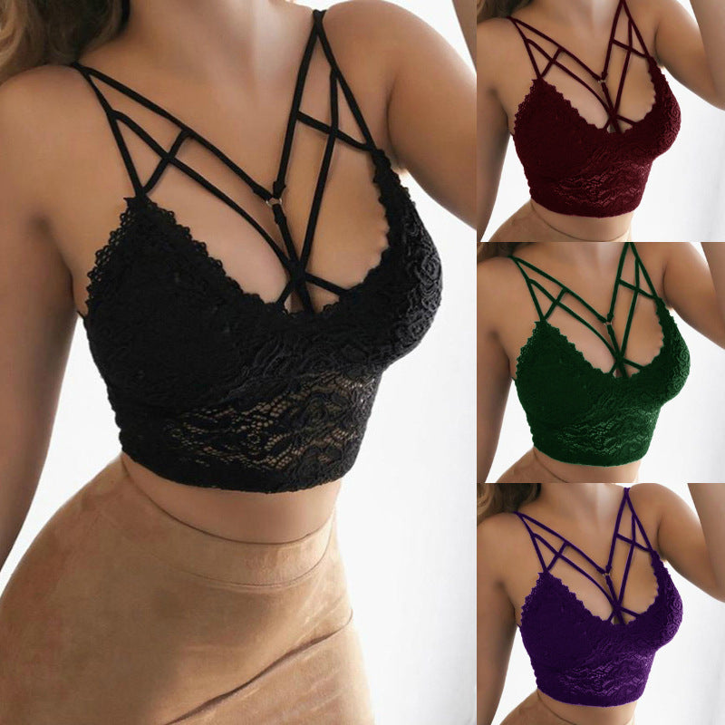 Women's Lace Lace Sexy Sling Bra Tied Sling Sexy Lingerie - Amazhona 