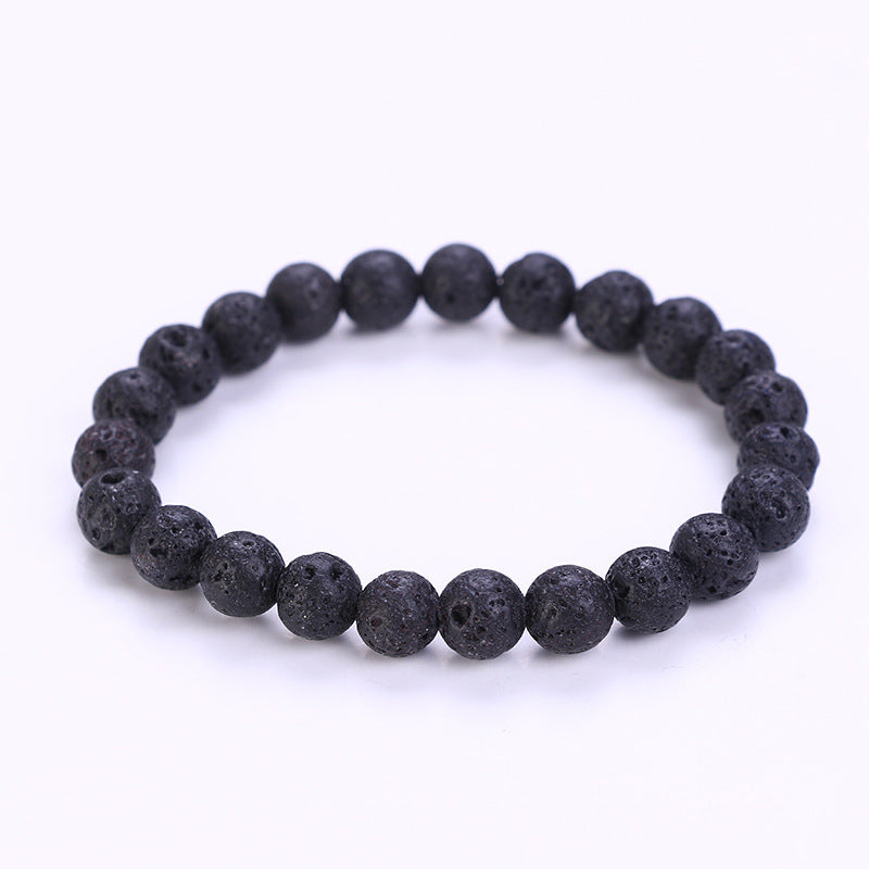 Bracelet Yoga Pure Bead Bracelet 8mm Stone Volcanic Stone Agate Diy Bracelet - Amazhona 