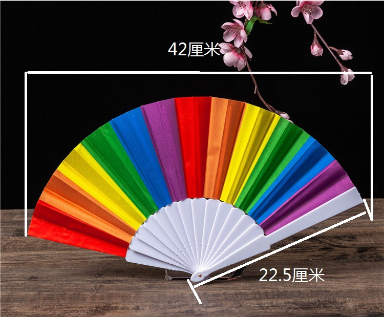 Summer Hand-operated Folding Fan Plastic Fan Color Fan Bone Flower Series Satin Cloth Fan - Amazhona 