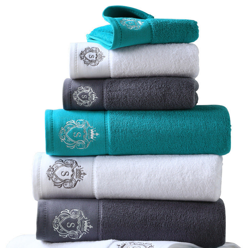 Pure Cotton Bath Towel Oversized Embroidered Absorbent Facial Towel