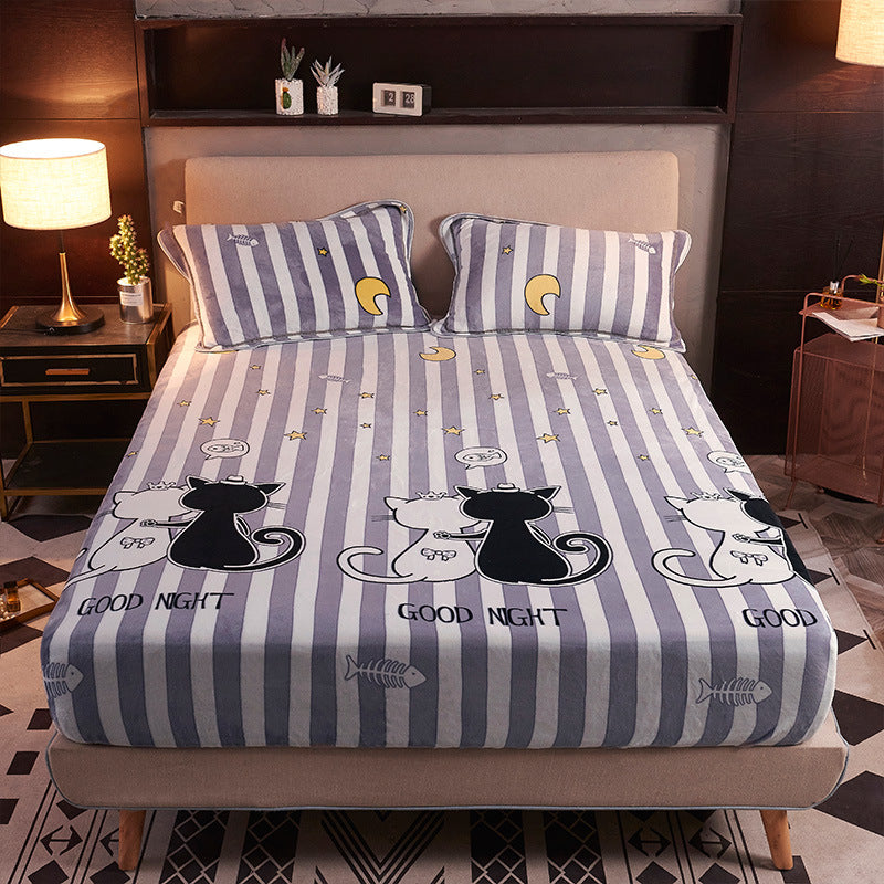 Flannel bedspread and hats bed cover thickened to keep warm - Amazhona 