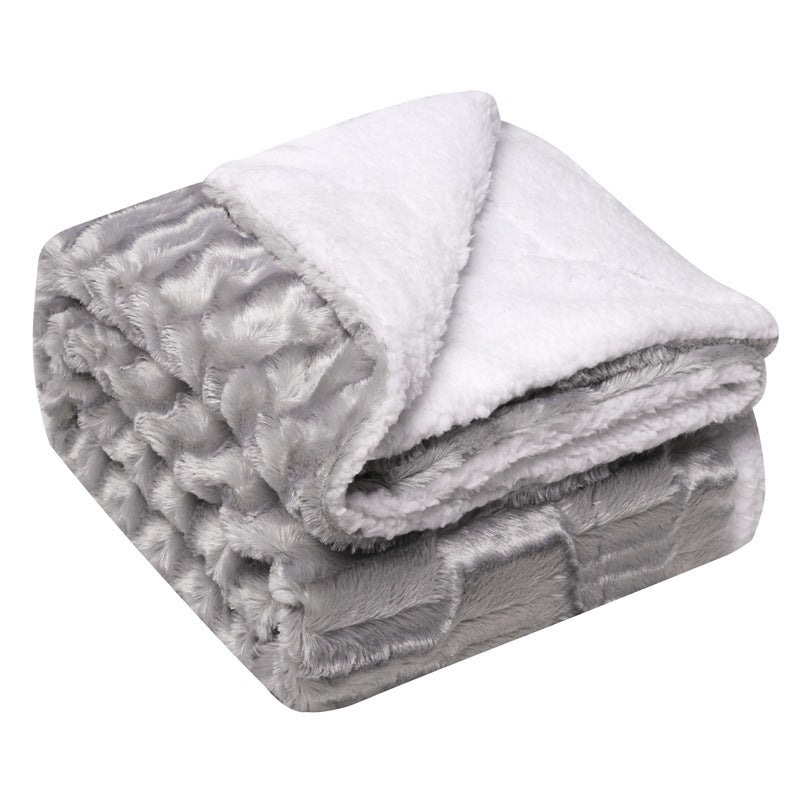 Thickened Flannel Lamb Wool Composite Double Blanket Leisure Blanket Gift Blanket - Amazhona 