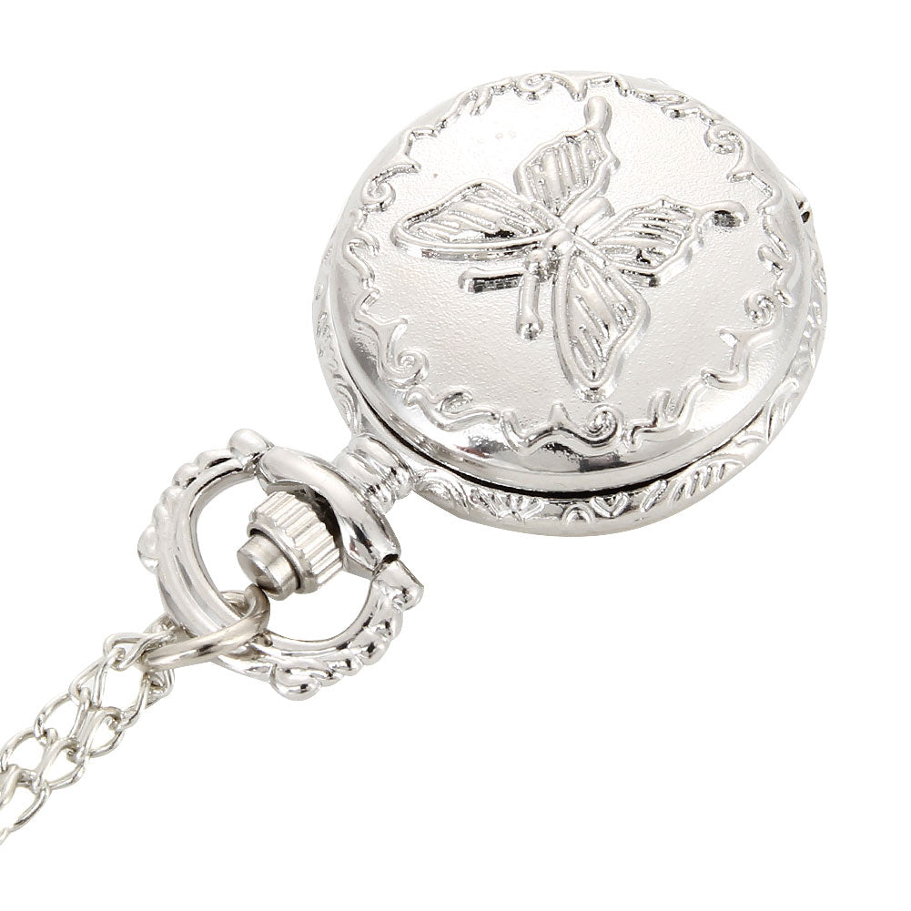 Ladies silver butterfly pocket watch - Amazhona 