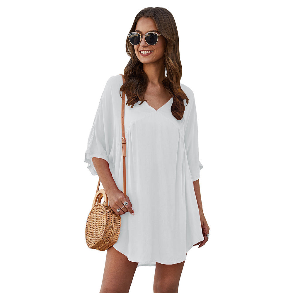 Casual V-neck dress - Amazhona 