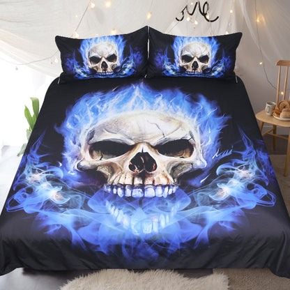 Blue flame skull three-piece set - Amazhona 