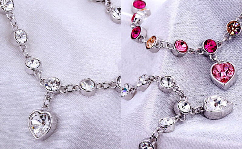 Crystal peach heart sparkling diamond all-match bracelet - Amazhona 