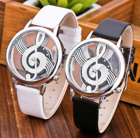 Hollow Musical Note Leather Wrist Watch - Amazhona 