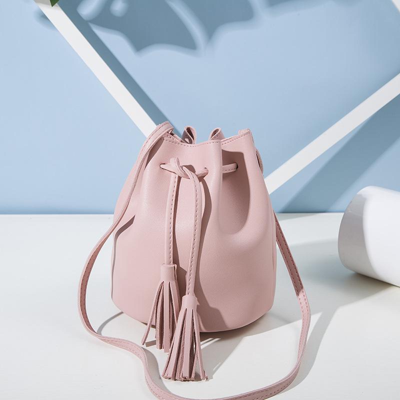 Women's fashion match color consistent wine rubber rope bucket bag - Amazhona 