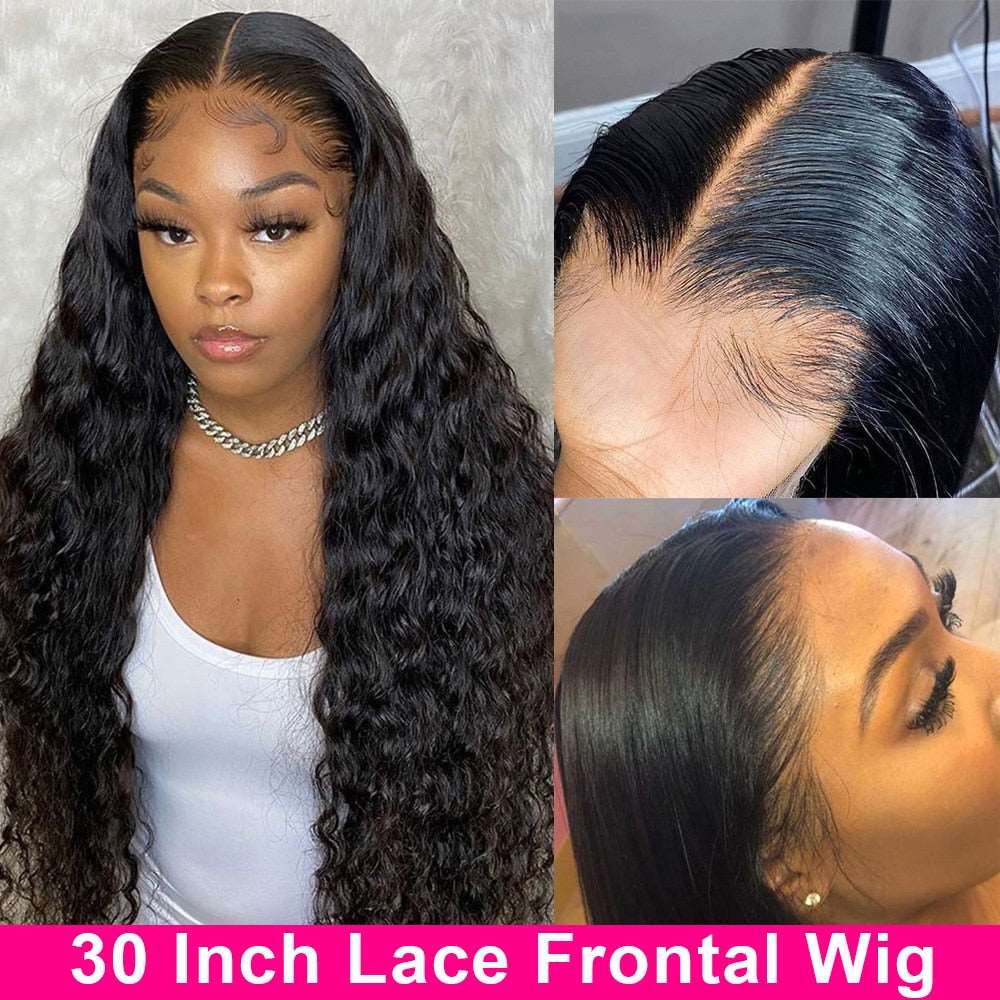 180 Density Human Hair Lace Wig MEGALOOK Transparent Lace Wigs For Women Human Hair Remy Brazilian T Part Lace Wigs 30 32 Inch - Amazhona 