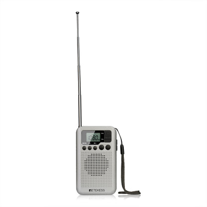 RETEKESS TR106 silver portable radio [FM/AM] sleep timer - Amazhona 