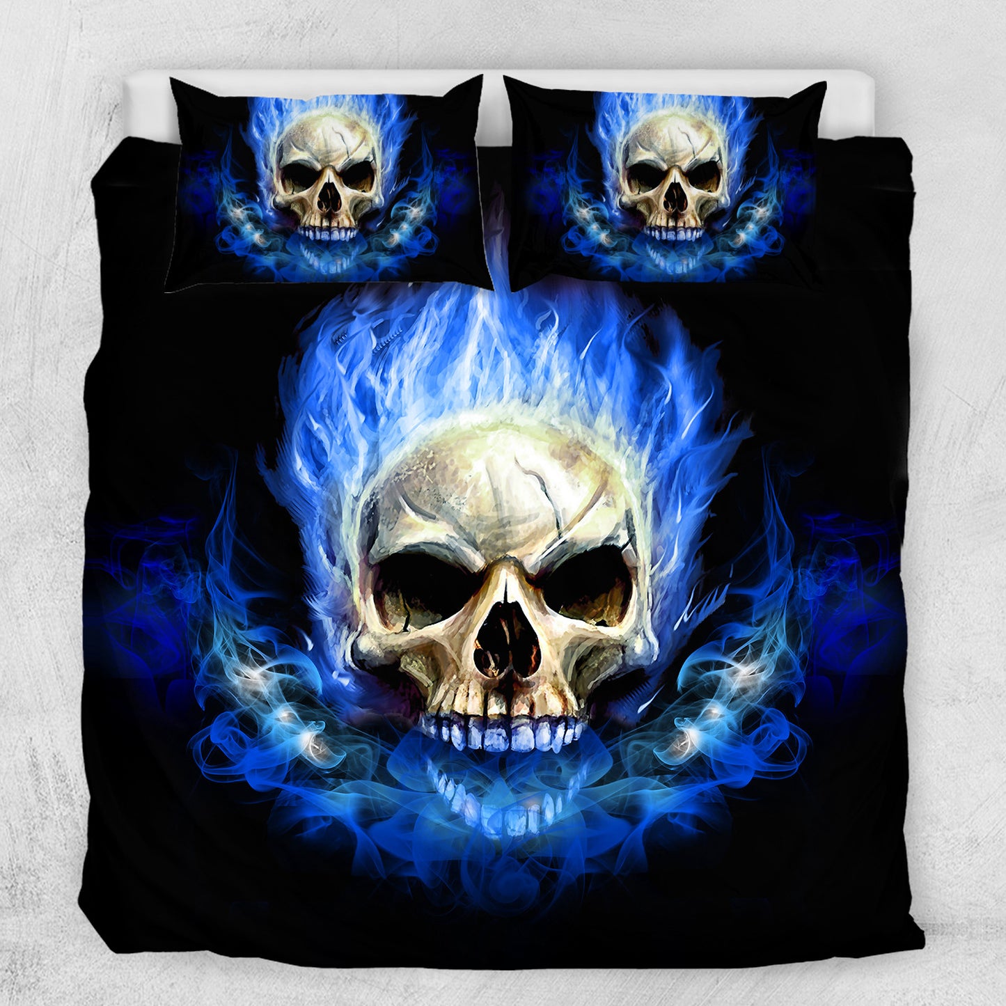 Blue flame skull three-piece set - Amazhona 