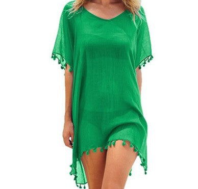 Women Blouses Loose Chiffon Dress Summer Beach Tunic Cover-Up Shirt - Amazhona 