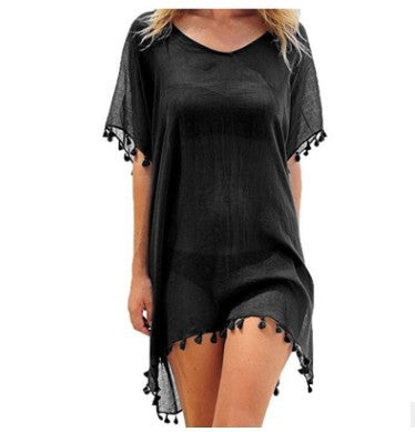 Women Blouses Loose Chiffon Dress Summer Beach Tunic Cover-Up Shirt - Amazhona 