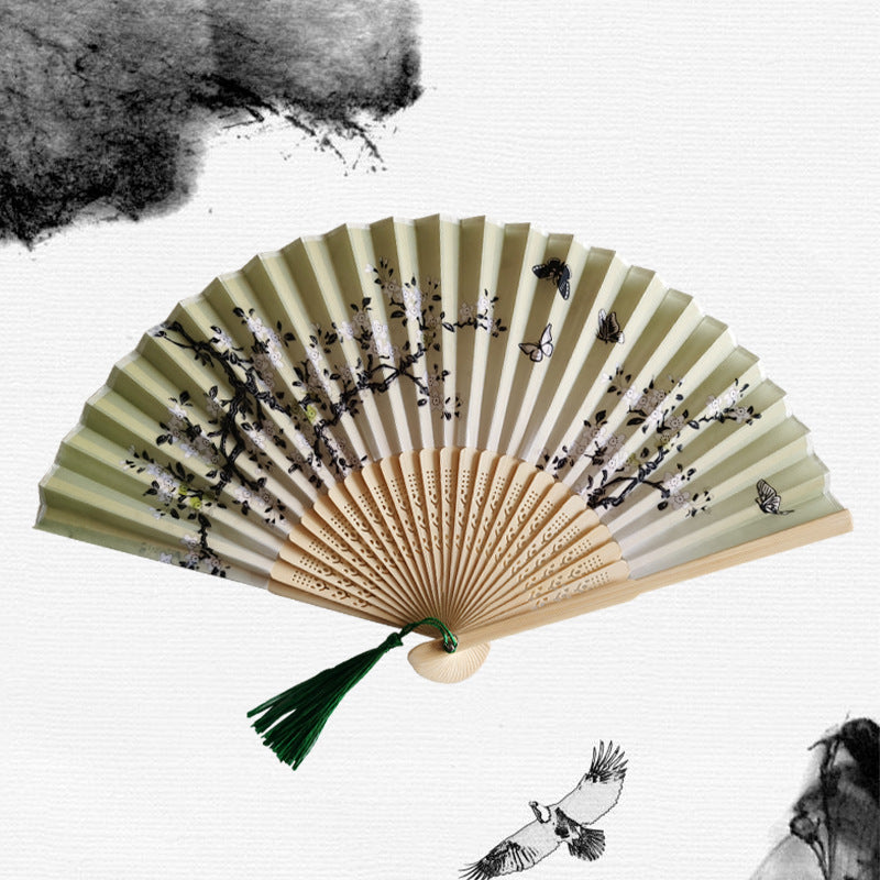 Folding Fan Bamboo Ancient Style Han Chinese Clothing Chinese Style Small Fan - Amazhona 