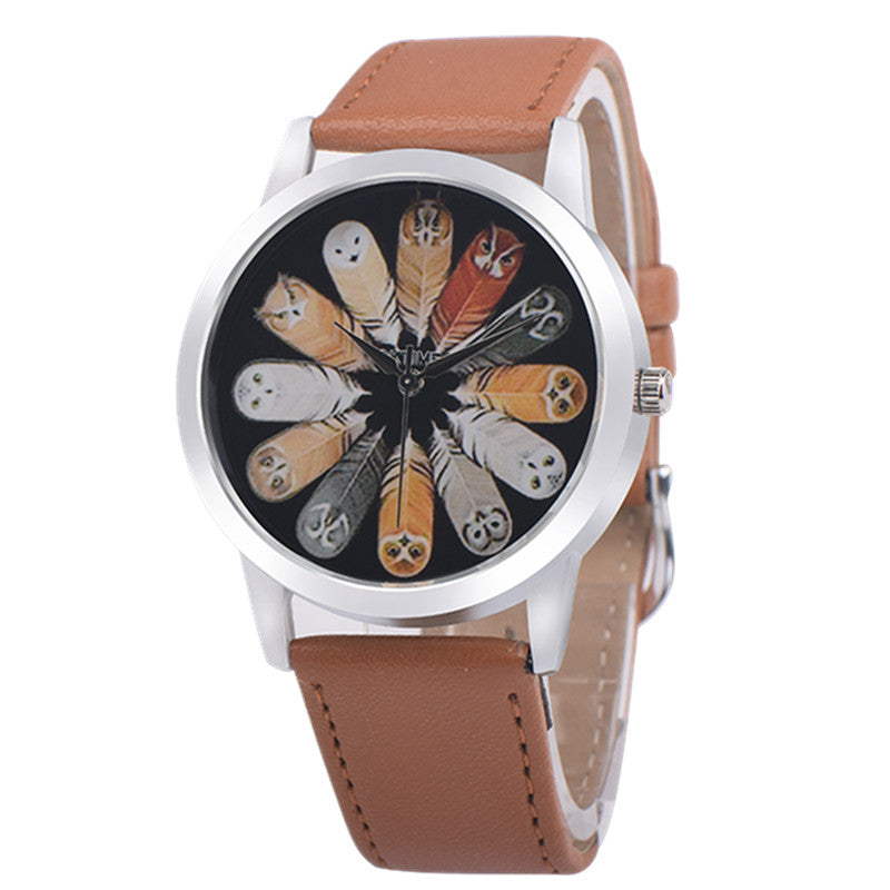 Fashion Student Quartz Cute Owl Feather Watch - Amazhona 