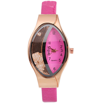 Watch Eye Shape Ladies Quartz Watch WISH Turn Bead Quicksand Belt Watch - Amazhona 