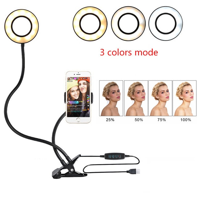 LED Selfie Ring Light for Live Adjustable Makeup Light-8cm Stand - Amazhona 