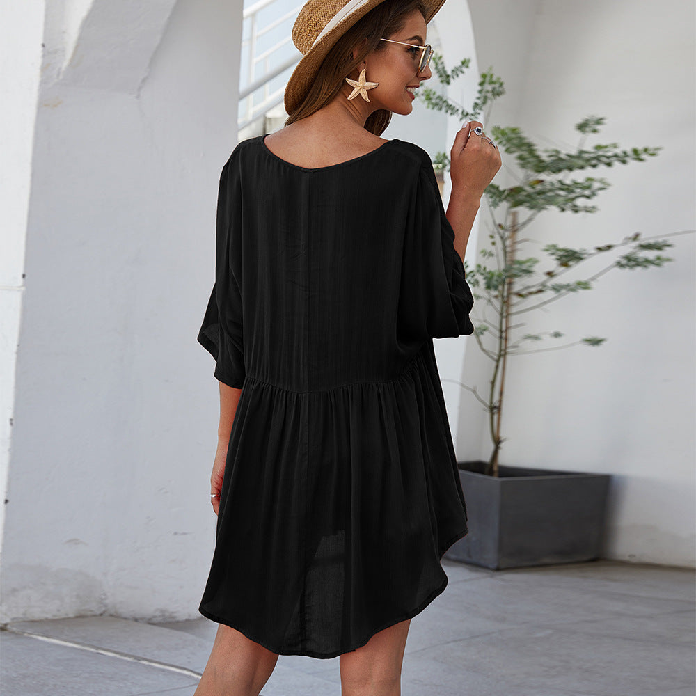 Casual V-neck dress - Amazhona 