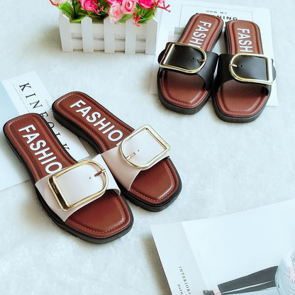 Fashion square buckle sandals and slippers - Amazhona 