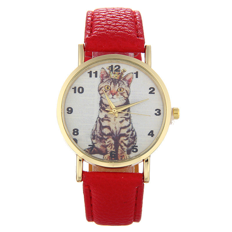 Squatting cute kitten pattern Watch - Amazhona 