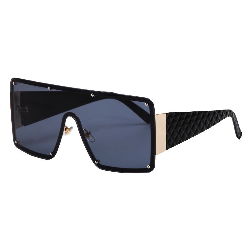 New Style Big Square Frame Piece Trend Rivet Sunglasses - Amazhona 