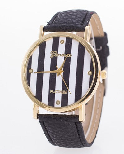 Geneva student colorful elephant belt watch Geneva zebra stripes lady quartz watch - Amazhona 