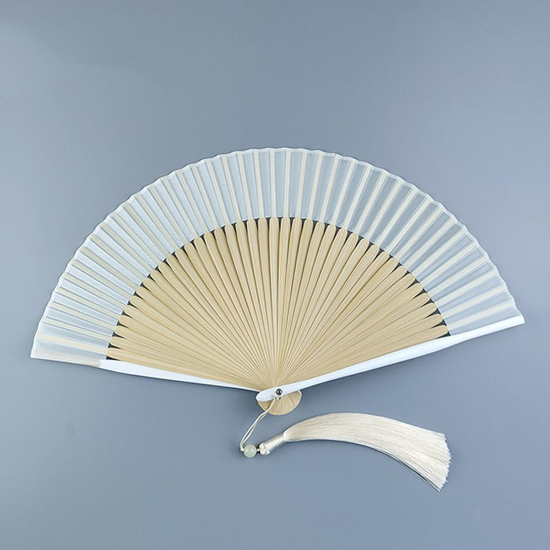 Bamboo Fan With Silk Baking Varnish - Amazhona 