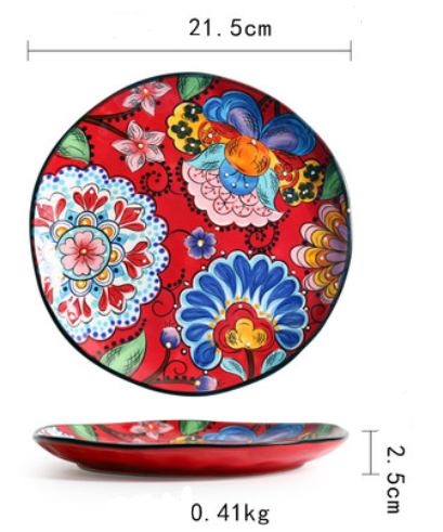 Underglaze Ceramic Tableware Bohemian Household Dishes - Amazhona 