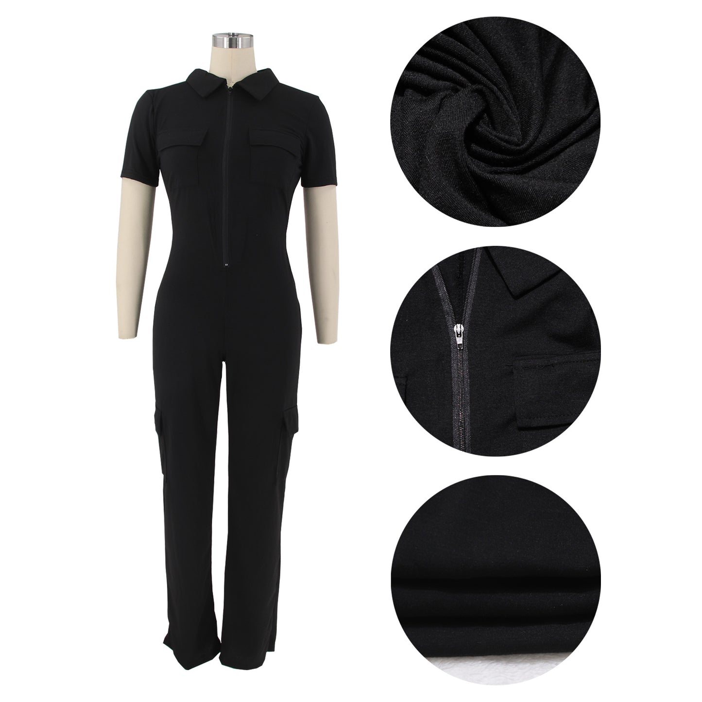 Women's Casual Short Sleeved Jumpsuit - Amazhona 