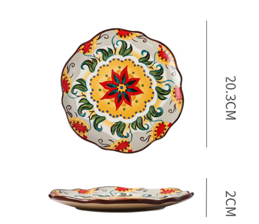 Underglaze Ceramic Tableware Bohemian Household Dishes - Amazhona 