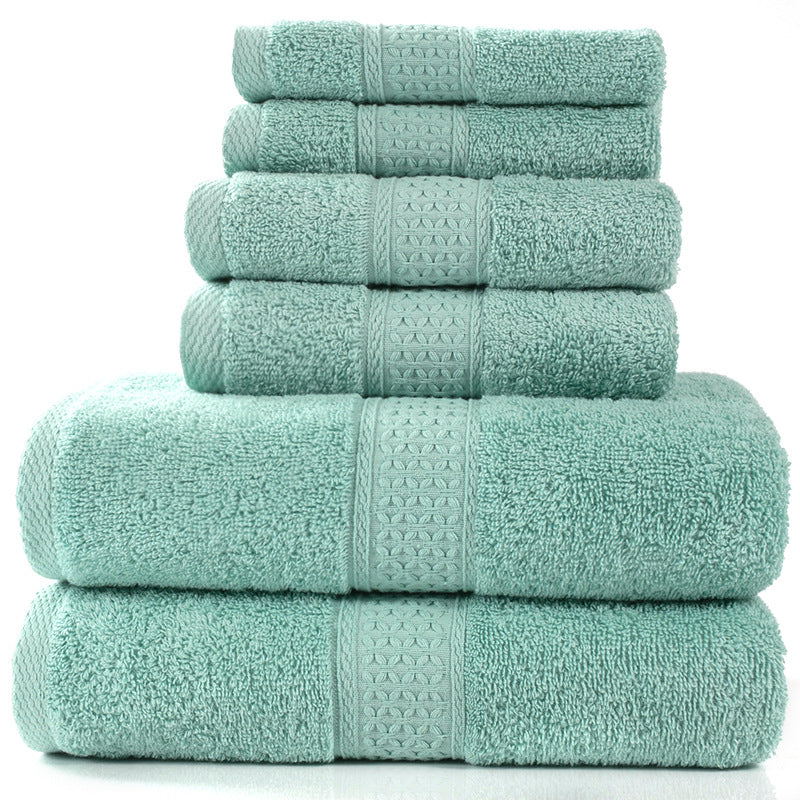 Home Simple Cotton Absorbent Towel Bath Towel 6-Piece Set - Amazhona 