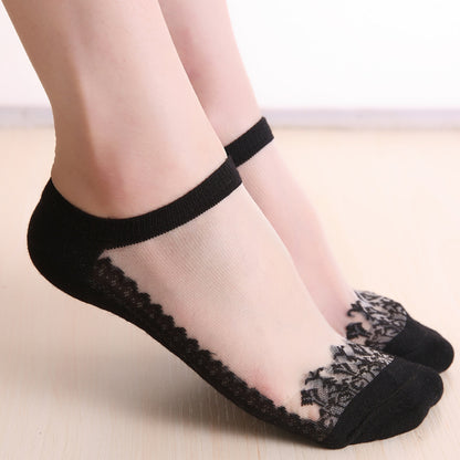 Invisible Breathable Lace Boat Socks Short Tube Ladies Socks - Amazhona 