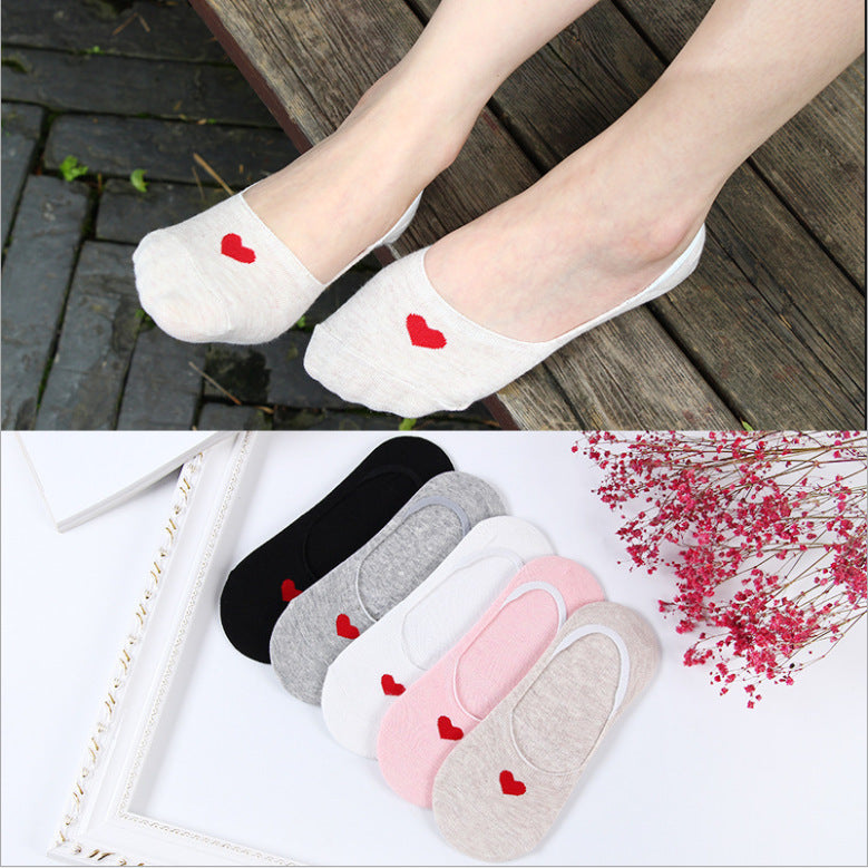 Fashion Women's Love Invisible Shallow Cotton Socks - Amazhona 