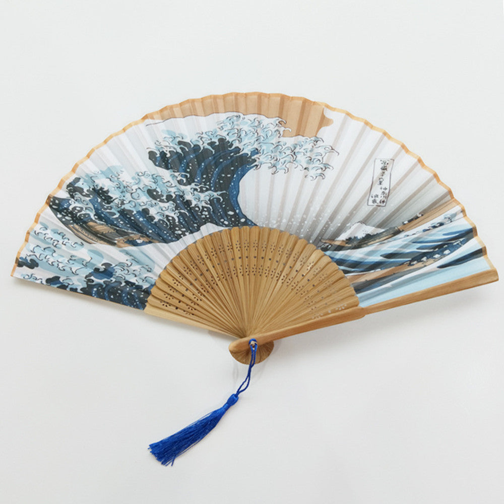 Sea Wave Small Folding Fan Series Silk - Amazhona 