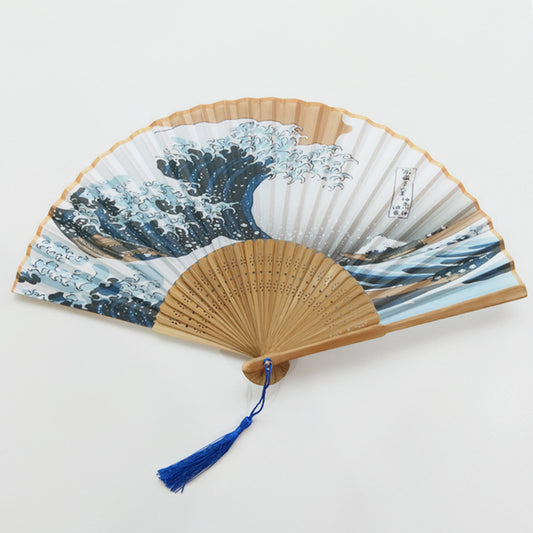 Sea Wave Small Folding Fan Series Silk - Amazhona 