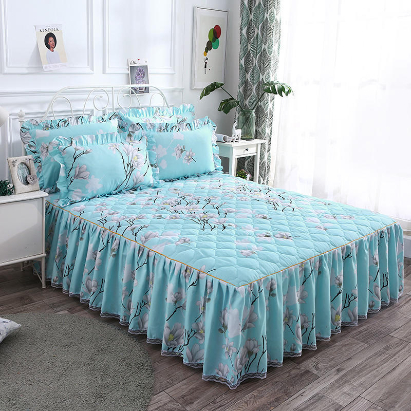 Twill Thickened Bedspread Bed Skirt Single Product Bed Skirt Three-piece Suit - Amazhona 