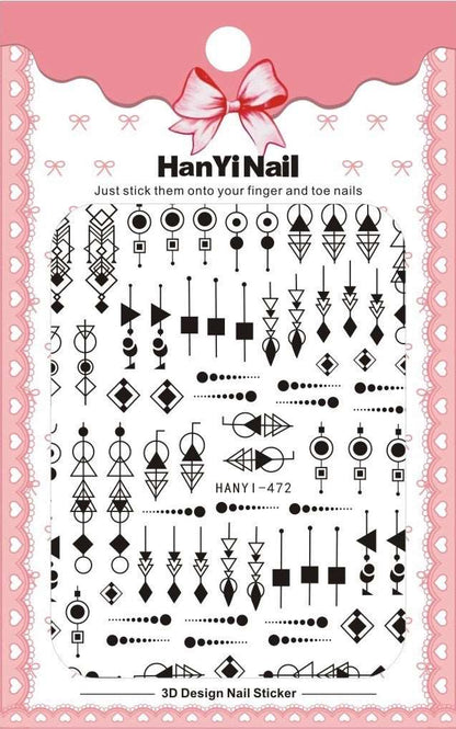 1pcs black white 3D Nail Sticker decals Cool English Letter Nail Art Decoration DIY Manicure Design Christmas and new year gift - Amazhona 