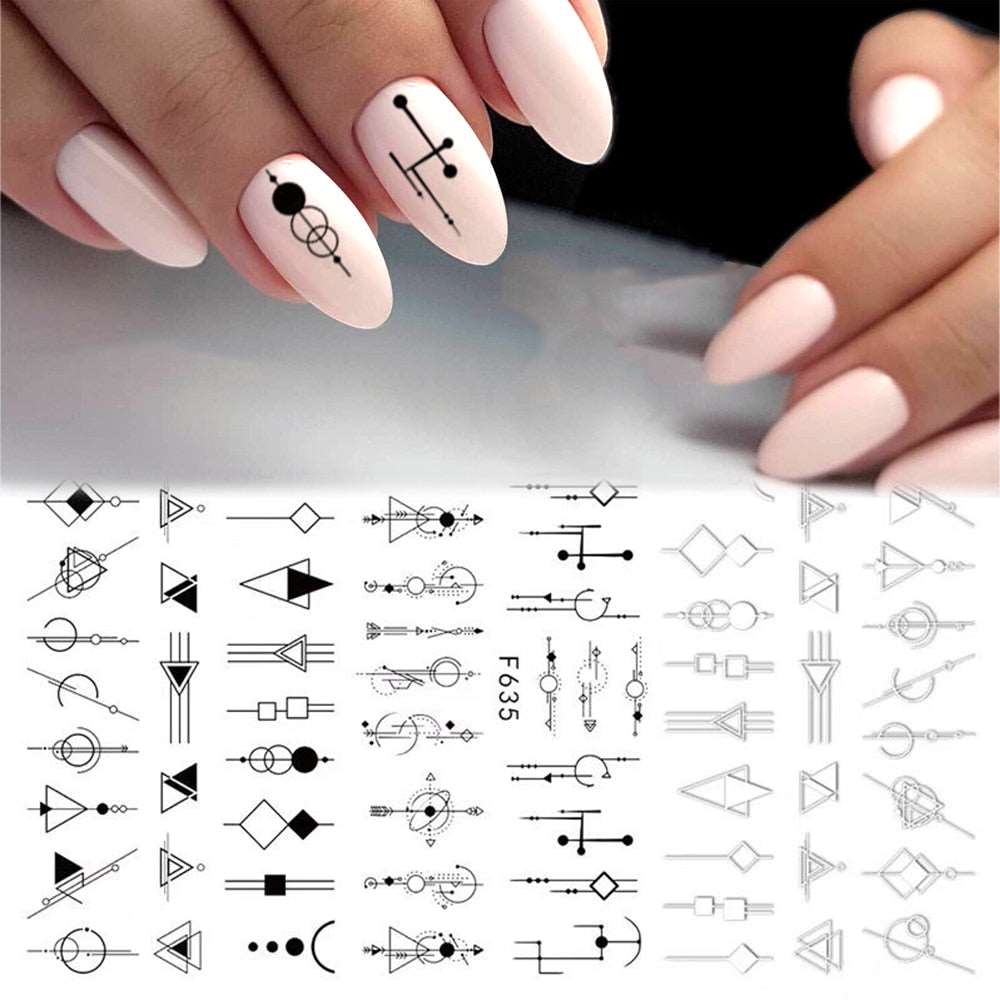 1pcs black white 3D Nail Sticker decals Cool English Letter Nail Art Decoration DIY Manicure Design Christmas and new year gift - Amazhona 