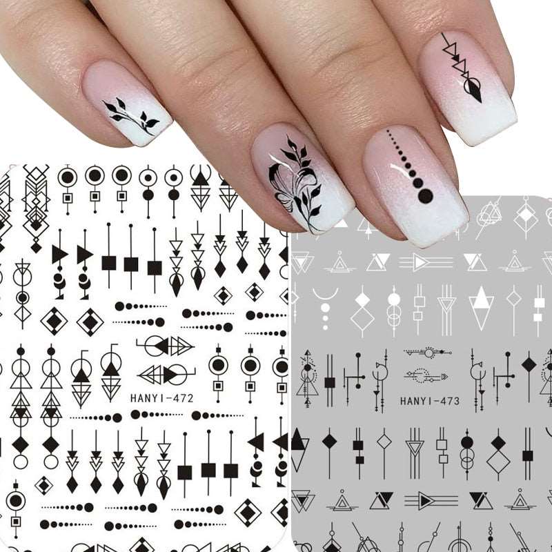 1pcs black white 3D Nail Sticker decals Cool English Letter Nail Art Decoration DIY Manicure Design Christmas and new year gift - Amazhona 