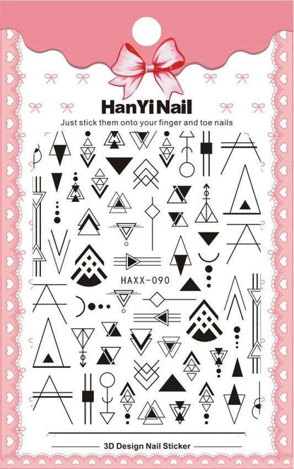 1pcs black white 3D Nail Sticker decals Cool English Letter Nail Art Decoration DIY Manicure Design Christmas and new year gift - Amazhona 