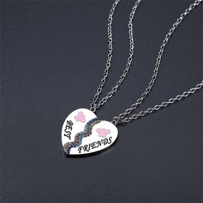 2 Piece Set  Necklace Metal Couple Pendant Necklace Collar Best Friend Bff Friendship Fashion Gift 2021 Jewelry Wholesale - Amazhona 