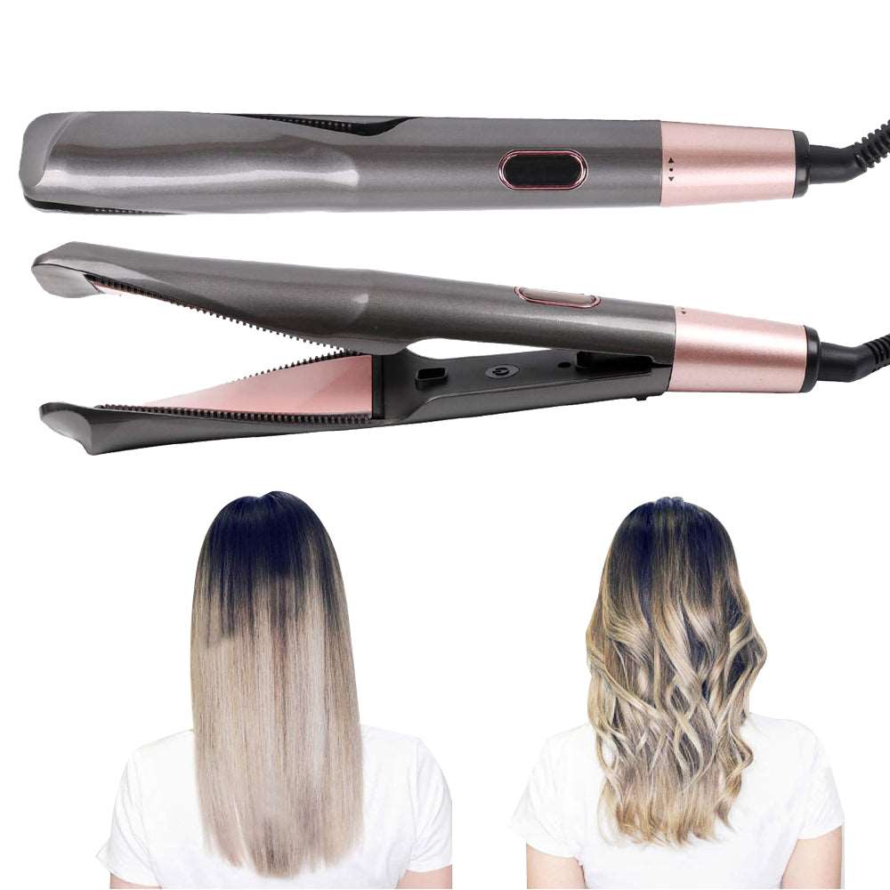 2 in 1 Electric Hair Straightener Ceramic Curling Wand Iron Curler - Amazhona 