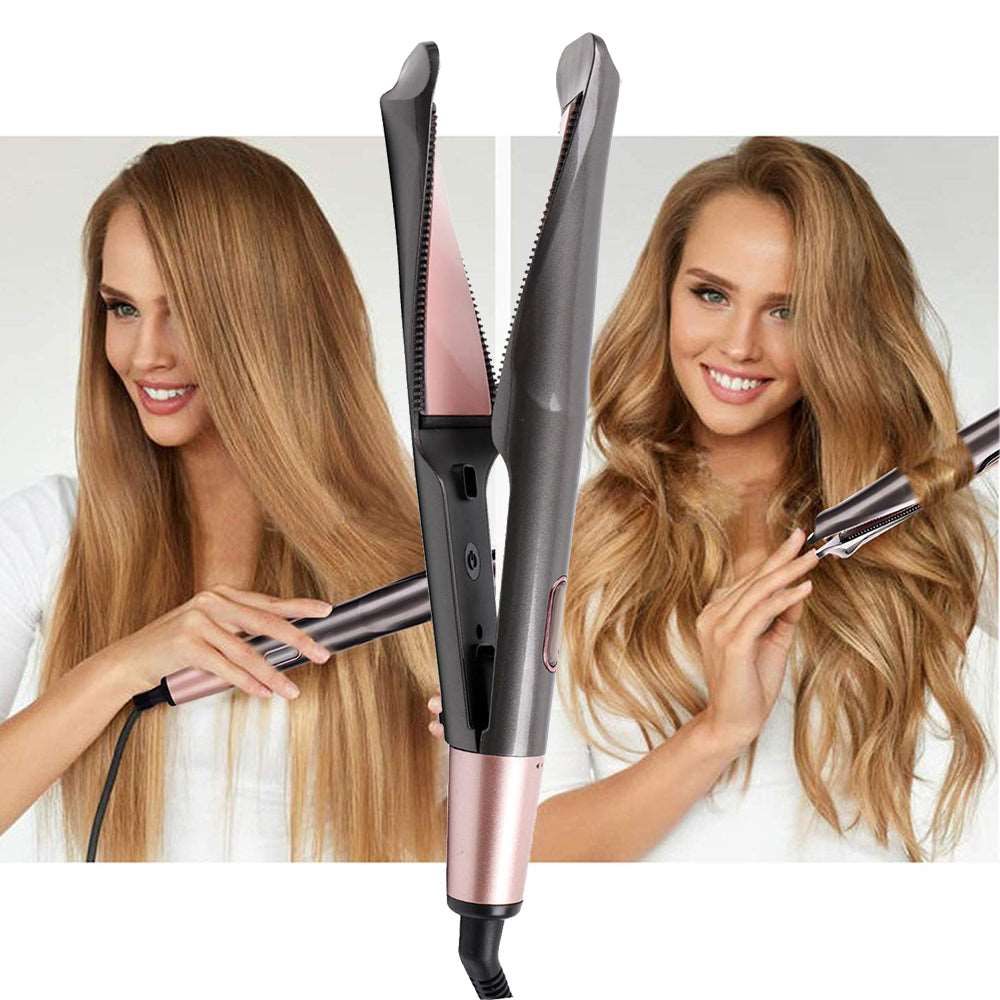 2 in 1 Electric Hair Straightener Ceramic Curling Wand Iron Curler - Amazhona 