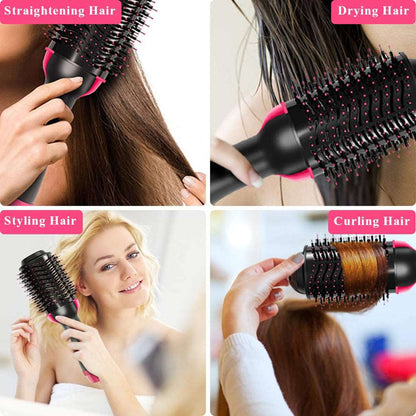 2 in 1 Multifunctional Hair Dryer & Volumizer Hair Brush Roller Rotate Comb Styling Straightening Curling Iron - Amazhona 