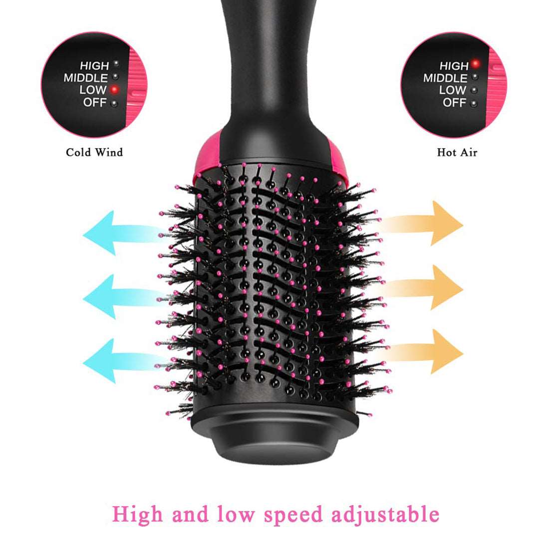 2 in 1 Multifunctional Hair Dryer & Volumizer Hair Brush Roller Rotate Comb Styling Straightening Curling Iron - Amazhona 