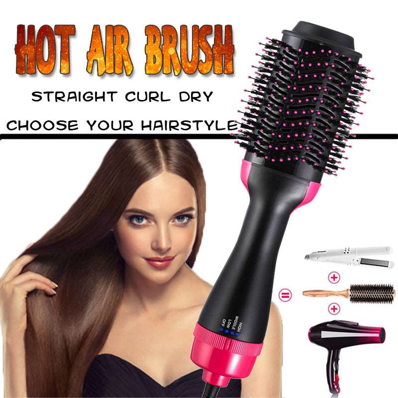 2 in 1 Multifunctional Hair Dryer & Volumizer Hair Brush Roller Rotate Comb Styling Straightening Curling Iron - Amazhona 